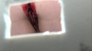 Lady At P. Spied At When Pissing In Toilet With M. B. Tampon