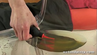 Czech Beauty Drinks Piss from 3 Wine Glasses