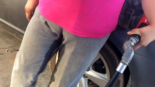 Outdoor Pants Wetting at Gass Pump