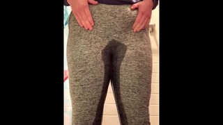 Teen Pee Desperation in Grey Yoga Pants