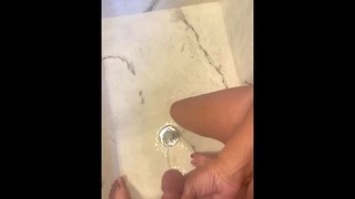 Peeing in the Shower Mature Holding My Dick