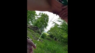 Sexy Girl Pisses at My Dick Outdoor Pissing