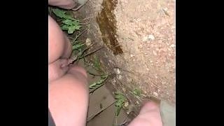 Babe Pissing Desperately Outdoor in