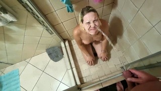 Blond Getting a Golden Shower in the Shower | Face Pee | Watersports