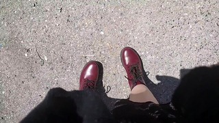 Nicoletta Can’t Hold Back and Pisses on Your Face in a Public Yard – Stunning Upskirt Piss
