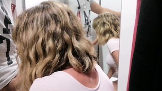 Our First Fuck Video in a Fitting Room (risky Blowjob)