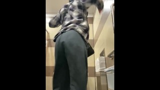 Pissing (pov) in a Gas Station Washroom