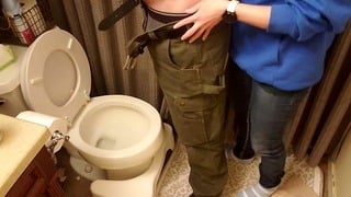 My GF Holds My Cock and Helps Me Pee Pissing