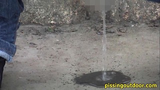 Aliya Pisses Behind The Rock Professional Outdoor Pissing Fetish