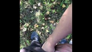 Almost Grasped As She Grabbed My Cock Out Of My Shorts Outdoor To Take A Pee & Jerk Me Off