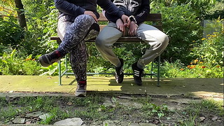 Athletic Milf In Leggings Helped Pee Outdoor