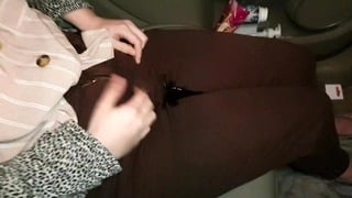 Desperate Girl Pees Her Brown Jeans In The Car!