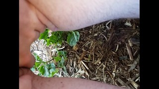 Ftm Squatting Piss Outdoor On Plants