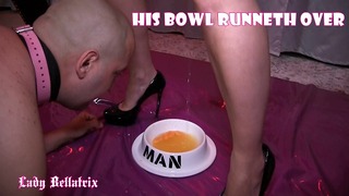 His Bowl Runneth Over – Lady Bellatrix Pissing In Bowl For Slaves Pee Soup Trailer
