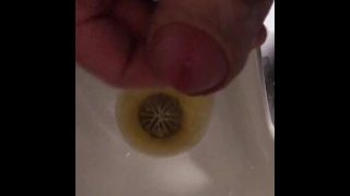 At Work Risky Public Masturbation, Cumshot Into The Urinal After Taking A Long Piss, Startled Midway