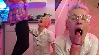 Un garçon pisse sur son visage - et une éjaculation faciale après avoir sucé