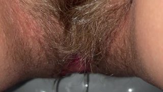 Close Up Of Mommy Pissing Watch My Hairy Cunt Get Soaked As I Piss