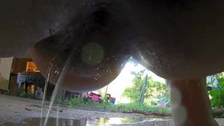 Fat Girl Pees And Farts Outside On Securoty Cam Up Close Hairy Dripping Pussy 2