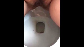 Hairy Pussy Peeing In Toilet