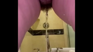 Hairy Pussy Peeing On Hubby’s Small Cock
