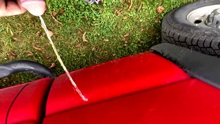 Let’s Sneaky Pee And Piss On This Guy’s Truck While He’s Out Hunting Deer