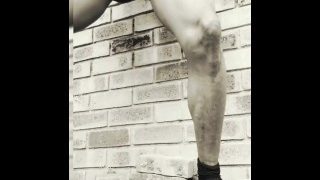 Outdoor horny pissing alone time