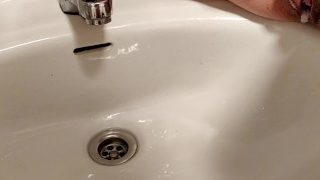 Peeing In The Sink With Creampied Pussy