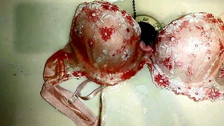 Piss-Covered Pink Bra! Hentai Boy Is Pissing To Pink Bra!