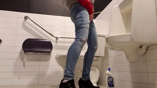 Playtime At The Urinal: Standing Piss Through My Fly Like A Man