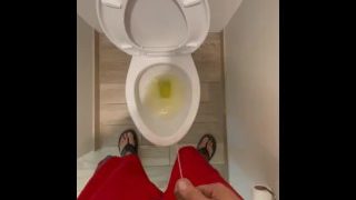 POV Eine gute lange Pisse im Stehen in der Toilette