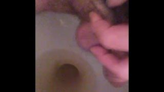 POV Transgirl гола уринира върху тоалетната ми
