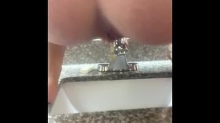 Slut Getting Pounded In The Ass, Creampie And Piss In The Sink!!