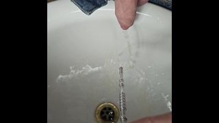 Sounding Rod With Sprinkler Head Pissing With Slow Motion And Foreskin