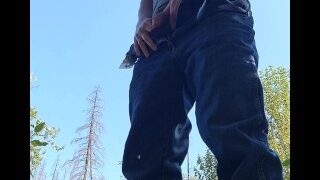 A nice pee in nature from a tiny dick