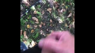 As Requested: Pissing on a tree and briefly masturbating shortly after saving my cum for later