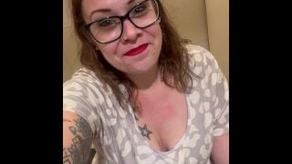 BBW milf pees in public bathroom