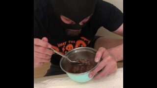 breakfast for a slave, cereal with pee, drink all the way to the end!!!!