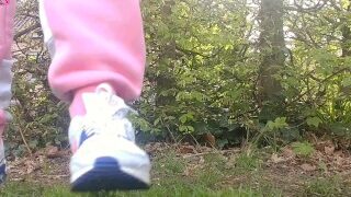 Cute Girl Is Peeing Outdoor