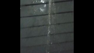 Desperate and horny standing pee outside