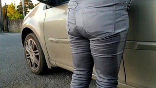 Girl Pissing Her Grey Jeans 5 Times! Jeans Wetting Compilation!