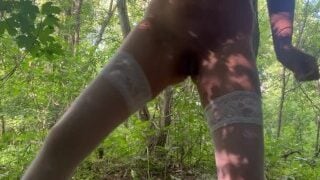 GOLDEN SHOWER, Girl Pissing In The Woods, Sexy White Stockings WET PISSING PUSSY