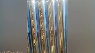 Hot milf goes to the roof on a dangerous iron ladder to pee on the solar panel