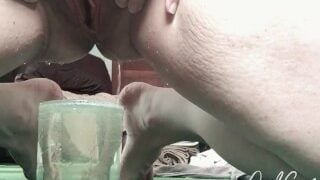 I Should Have Used A Bigger Glass, Naughty PAWG Slut Overflowing A Glass With Piss And Drinking It