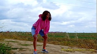 Intense Fitness Outdoor Makes Her Pee Her Pants