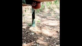 Making My Femboy Slut Pee Exposed Outside In A Public Park For Your Pleasure!