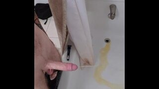 Morning hard on golden shower