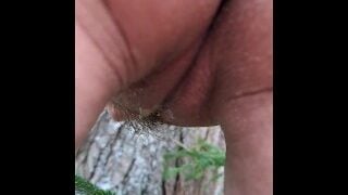 Nasty Wife Pissing In Woods With Buttplug