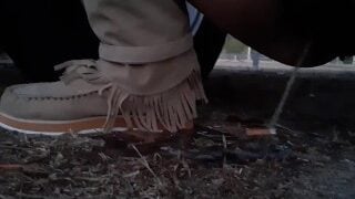 Native American Pissing Stance Before The Snow.