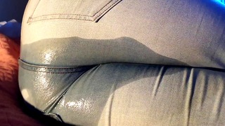 New! Kinky Girlfriend Pisses Her Jeans Watching Tv