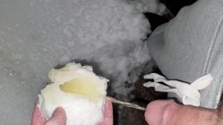 Outdoor Pissing Though A Snowball